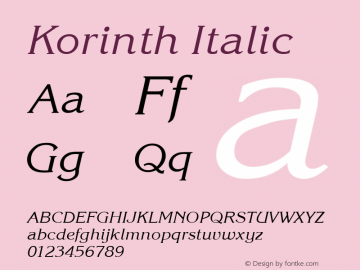 Korinth Italic Altsys Fontographer 3.5  4/10/93图片样张