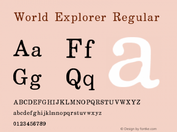 World Explorer Regular Version 1.001;PS 001.001;hotconv 1.0.88;makeotf.lib2.5.64775 Font Sample