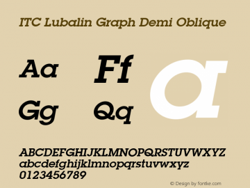 Lubalin Graph Bold Italic Version 1.00 Font Sample