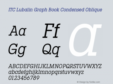 LubalinGraph BookCond Oblique Version 1.00 Font Sample