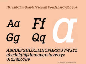 LubalinGraph MediumCond Oblique Version 1.00 Font Sample
