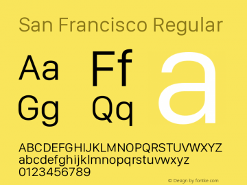 San Francisco Regular 10.0d27e2--BETA Font Sample