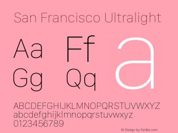 San Francisco Ultralight 10.0d27e2--BETA Font Sample