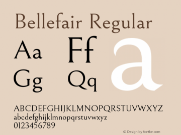 Bellefair Regular Version 1.003 Font Sample