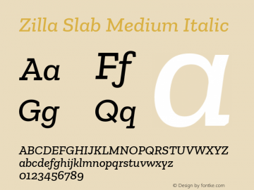 Zilla Slab Medium Italic Version 1.1; 2017; ttfautohint (v1.6)图片样张