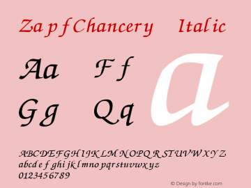 ZapfChancery Italic 1.0 Thu May 27 21:40:24 1993图片样张