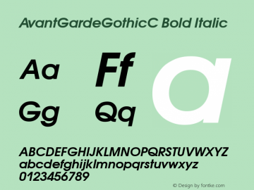 AvantGardeGothicC Bold Italic 001.000图片样张