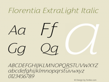 Florentia ExtraLight Italic Version 1.000图片样张