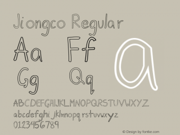 Jiongco Version 1.00 October 23, 2013, initial release Font Sample