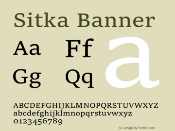 Sitka Banner Version 1.11 Font Sample