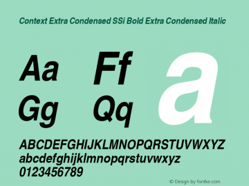 Context Extra Condensed SSi Bold Extra Condensed Italic 1.000 Font Sample