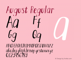 August Version 1.00 November 27, 2015, initial release Font Sample