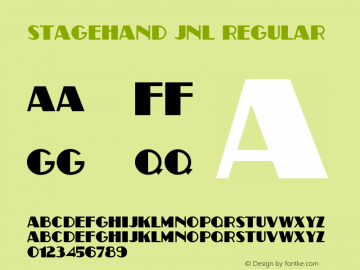 Stagehand JNL Regular Version 1.000 - 2014 initial release Font Sample