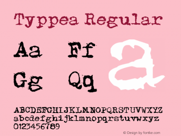 Typpea Version 1.00 April 30, 2014, initial release Font Sample
