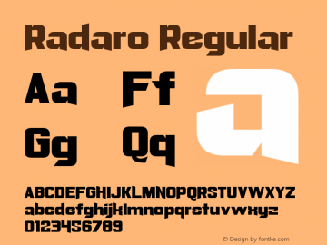 Radaro Version 1.00 February 24, 2014, initial release Font Sample