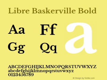 Libre Baskerville Bold Version 1.000; ttfautohint (v0.93) -l 8 -r 50 -G 200 -x 14 -w 