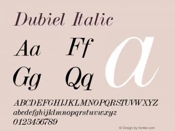 Dubiel Italic Altsys Metamorphosis:3/7/92 Font Sample