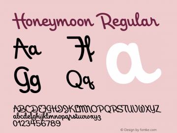 Honeymoon Regular Macromedia Fontographer 4.1.3 4/30/06图片样张