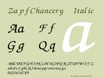 ZapfChancery Italic 1.0 Thu May 27 21:40:24 1993 Font Sample