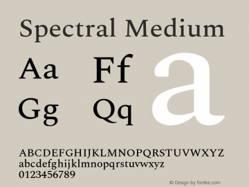 Spectral Medium Version 1.002 Font Sample