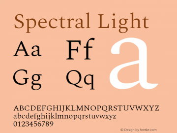 Spectral Light Version 1.002 Font Sample