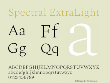 Spectral ExtraLight Version 1.002 Font Sample