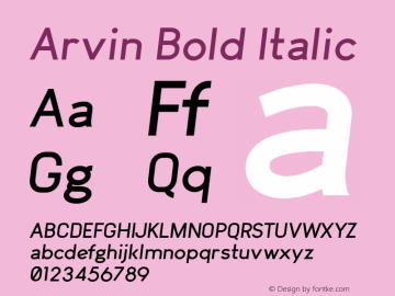 Arvin Bold Italic Version 1.00 June 6, 2017, initial release图片样张