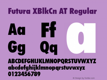 Futura XBlkCn AT Macromedia Fontographer 4.1 25.11.1996 Font Sample