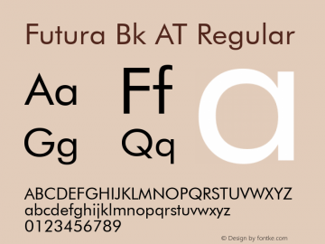 Futura Bk AT Macromedia Fontographer 4.1 25.11.1996 Font Sample