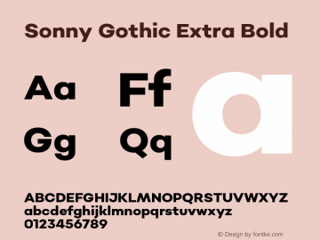 Sonny Gothic Extra Bold Version 1.000;PS 001.000;hotconv 1.0.88;makeotf.lib2.5.64775图片样张