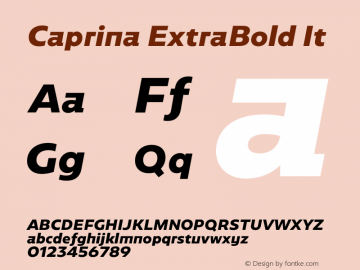 Caprina ExtraBold It Version 1.032;PS 001.032;hotconv 1.0.88;makeotf.lib2.5.64775 Font Sample