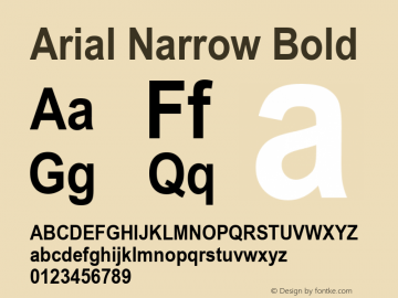 Arial Narrow Bold Version 2.38.1x Font Sample