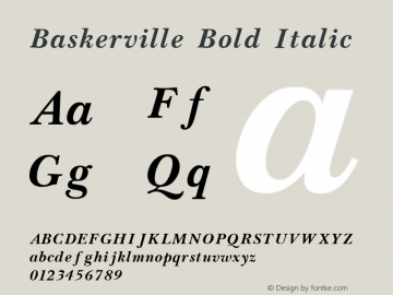Baskerville Bold Italic 1.0 Fri May 28 16:45:00 1993 Font Sample