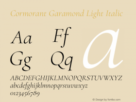 Cormorant Garamond Light Italic Version 3.502;PS 003.502;hotconv 1.0.88;makeotf.lib2.5.64775 Font Sample