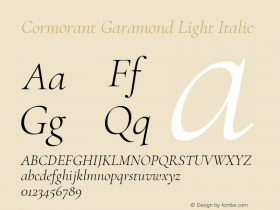 Cormorant Garamond Light Italic Version 3.502 Font Sample