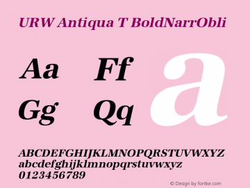 URW Antiqua T BoldNarrObli Version 001.005 Font Sample