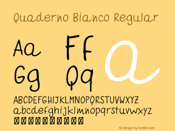 Quaderno Bianco Version 1.000 Font Sample