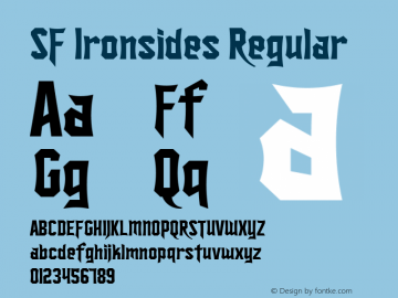 SF Ironsides ver 1.0; 1999. Freeware for non-commercial use. Font Sample