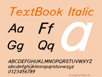 TextBook Italic Converted from t:\TEXTBI.TF1 by ALLTYPE图片样张