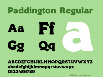 Paddington Regular version 1.2: Nov 16 1995 Font Sample
