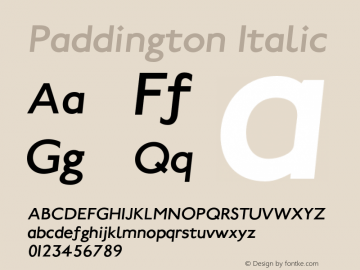 Paddington Italic 001.000 Font Sample