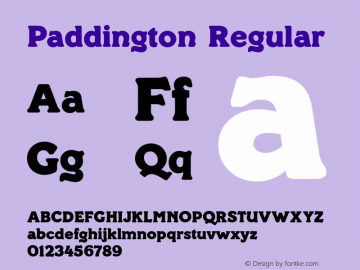 Paddington Regular version 1.3: Nov 16 1995 Font Sample