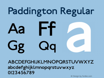 Paddington Regular Version 1.00 Font Sample