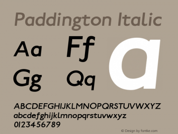 Paddington Italic Version 1.00 Font Sample