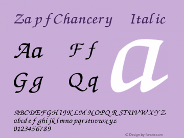 ZapfChancery Italic 1.0 Thu May 27 21:40:24 1993 Font Sample