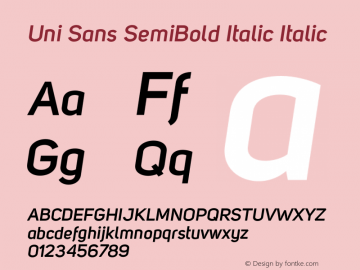 Uni-Sans-SemiBold-Italic Version 001.001图片样张