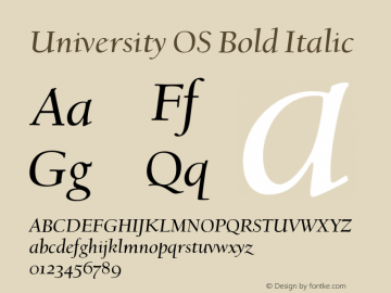 UniversityOS-BoldItalic Version 001.001; t1 to otf conv图片样张