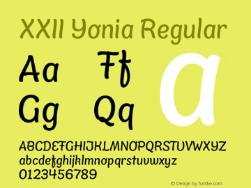 XXIIYonia Version 1.002 | wf-rip Font Sample