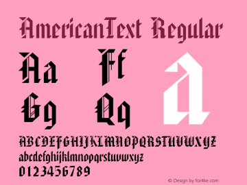 AmericanText Regular Altsys Fontographer 3.5  4/11/93图片样张