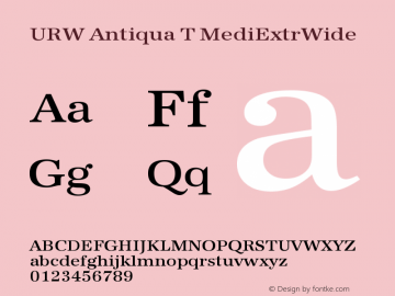 URW Antiqua T MediExtrWide Version 001.005 Font Sample
